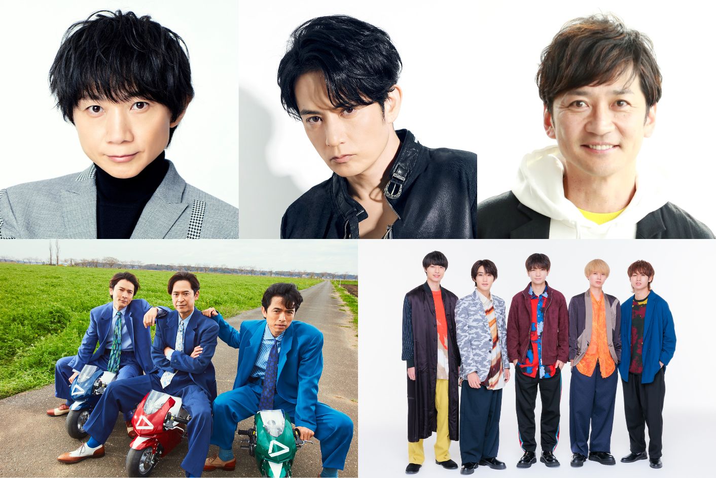 上段左から内海光司、佐藤アツヒロ、国分太一、下段左から20th Century、HiHi Jets。