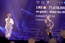 赤西仁と、2日目にゲスト出演した錦戸亮。（撮影：上飯坂一）