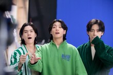 BTSが出演する「キシリトール」新テレビCMの撮影の様子。