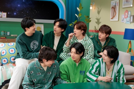 BTSが出演する「キシリトール」新テレビCMの撮影の様子。