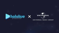 ホロライブプロダクションとユニバーサル ミュージックのロゴ。