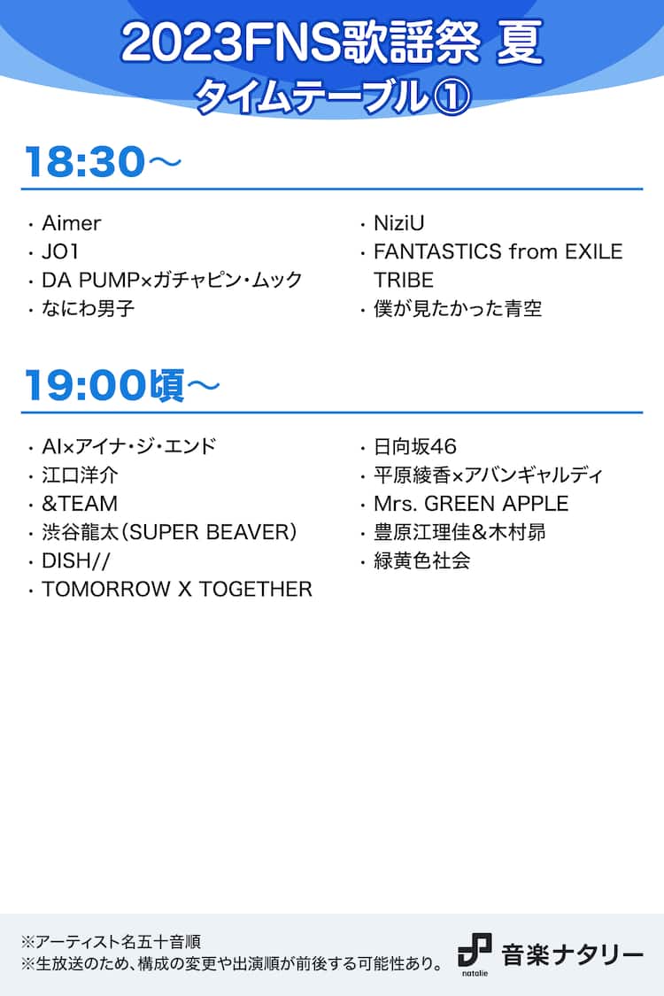 歌謡 祭 タイム テーブル