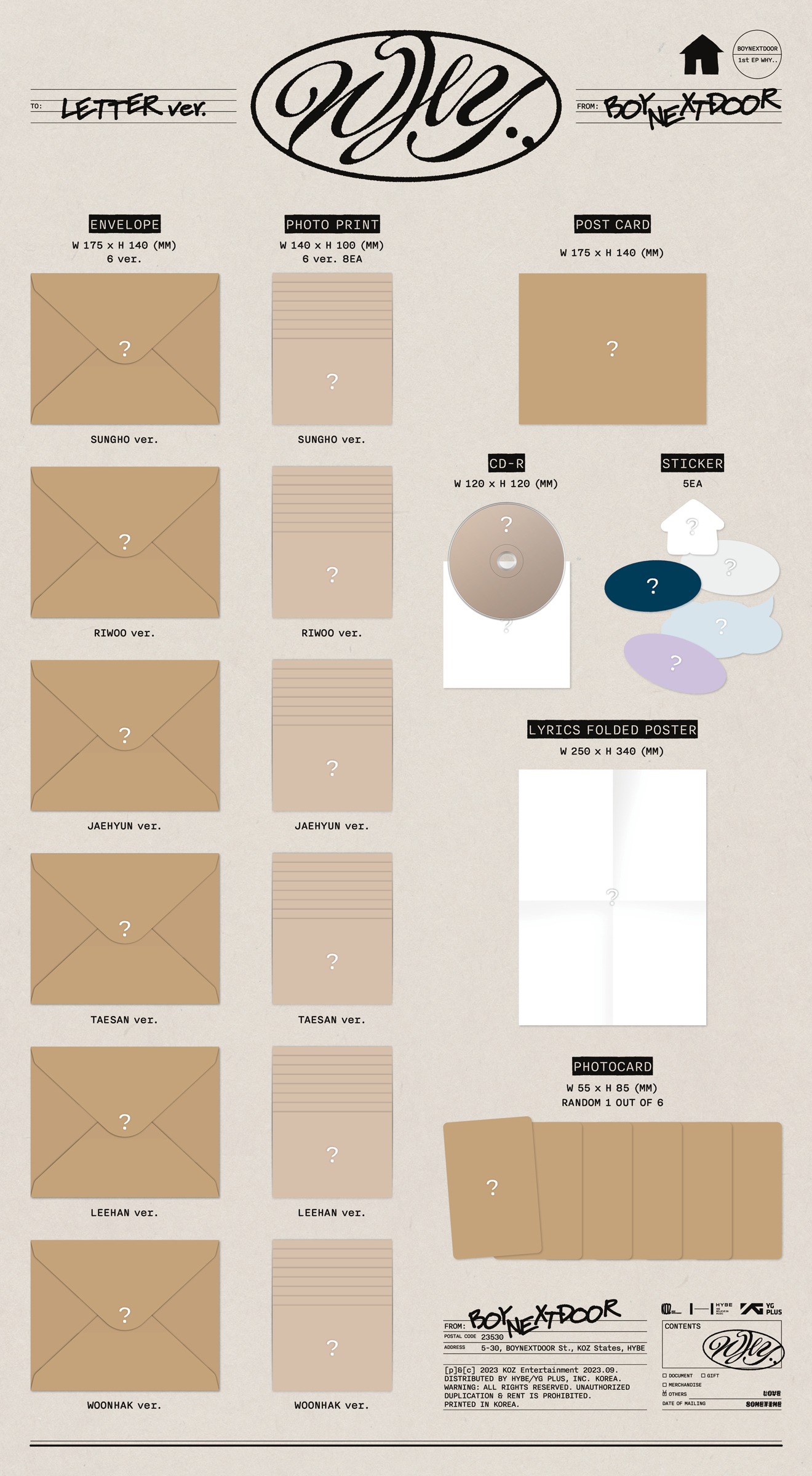 BOYNEXTDOOR「WHY..」の「LETTER ver.」サムネイル。(c)KOZ Entertainment. All Rights Reserved.