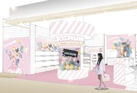 「JOCHUM ハートぎゅぎゅっと ポップアップストア」Sanrio 名古屋 mozoワンダーシティ店の装飾イメージ。
