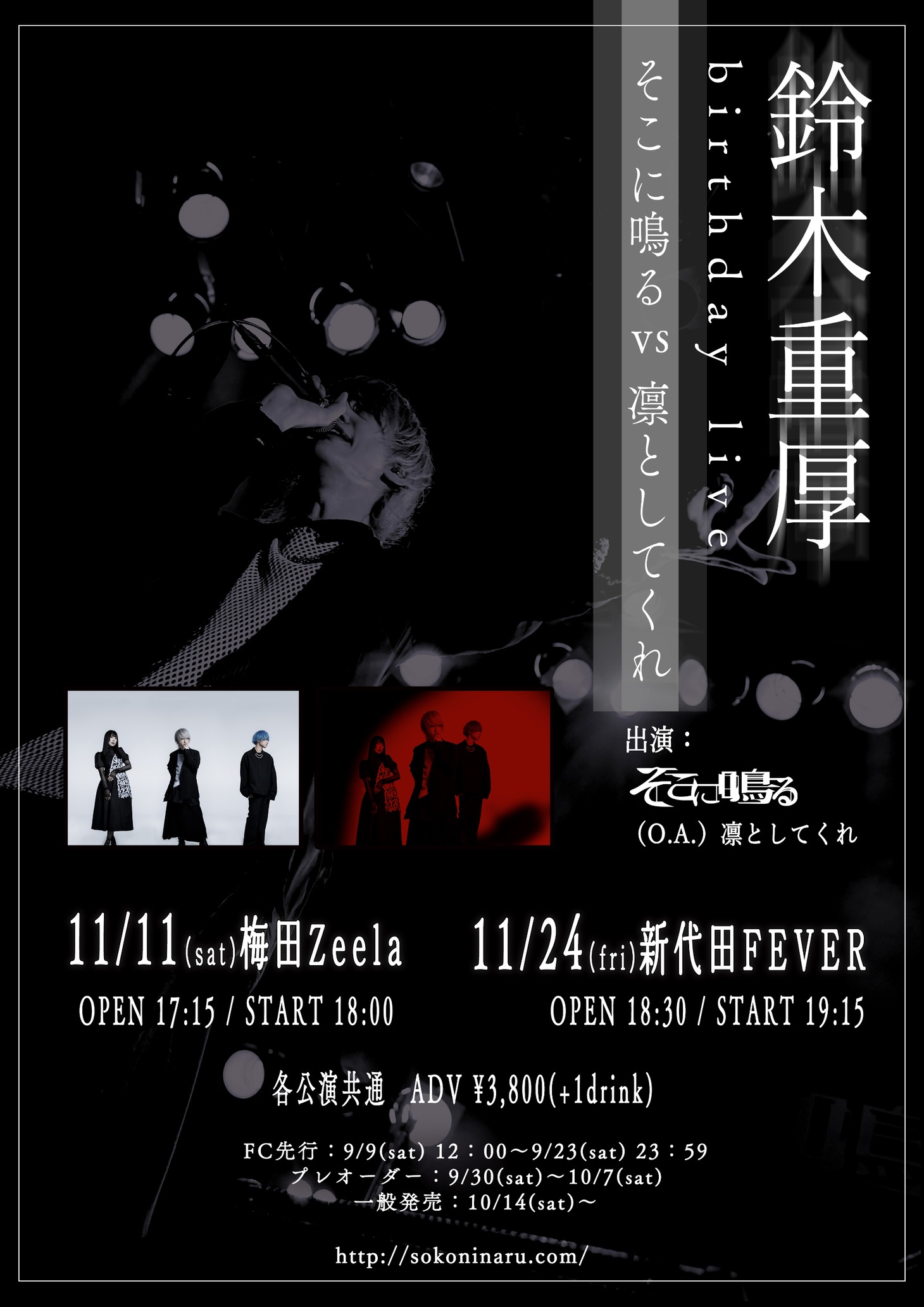 鈴木重厚birthday live「そこに鳴る vs 凛としてくれ」フライヤー