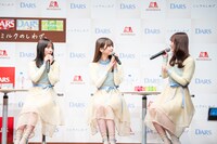 左から与田祐希、菅原咲月、田村真佑。