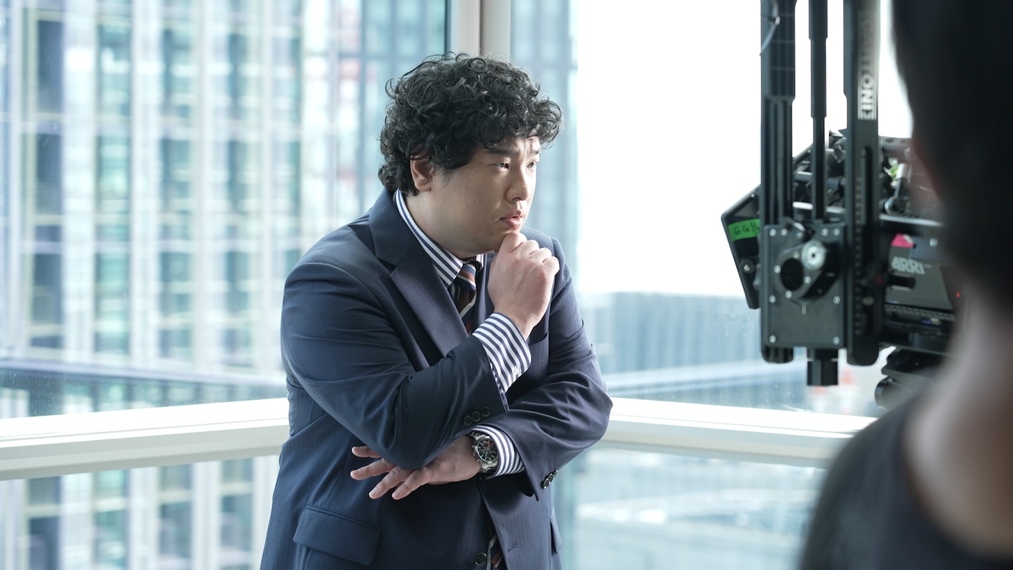 ドコモビジネスCM「街づくり」編のメイキングシーンより。
