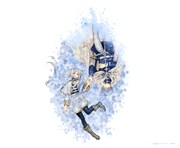 アベツカサが描き下ろしたフリーレンとヒンメルのイラスト。（ｃ）山田鐘人・アベツカサ / 小学館