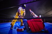 ザ・偽ーサルウェポンズの攻撃を受けるサイボーグジョー。