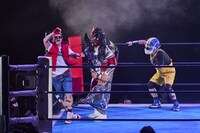 獣神サンダー・ライガーと戦うザ・リーサルウェポンズ。