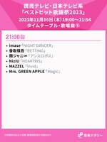 「ベストヒット歌謡祭2023」21:00台タイムテーブル