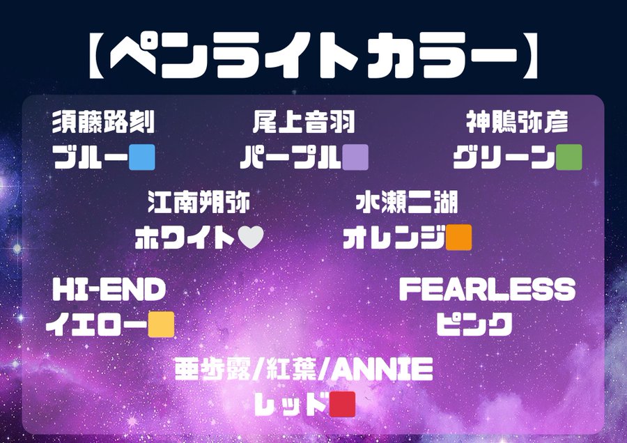 「SEPT presents『DREAM TELLER』」上演時のペンライトカラー案内。