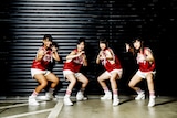 初期のアップアップガールズ(プロレス)。左端が渡辺未詩。