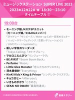 人気画像5位は「『Mステ SUPER LIVE』タイムテーブル公開　三浦大知×Perfume、キンキ×キンプリ豪華コラボ」より、「ミュージックステーション SUPER LIVE 2023」19:00台タイムテーブル。