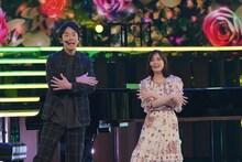 濱家隆一（かまいたち）と生田絵梨花のダンスボーカルユニット・ハマいく。紅白の音合わせの様子。(c)NHK