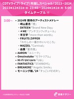 人気画像8位は「年越し『CDTV』タイムテーブル公開　WEST.、トラジャ、ジェネ、坂道3グループ、ルセラ、JO1ら出演」より、TBS系「CDTVライブ！ライブ！年越しスペシャル！2023→2024」3:00台タイムテーブル。