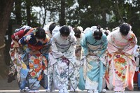 お辞儀する乃木坂46新成人メンバー。