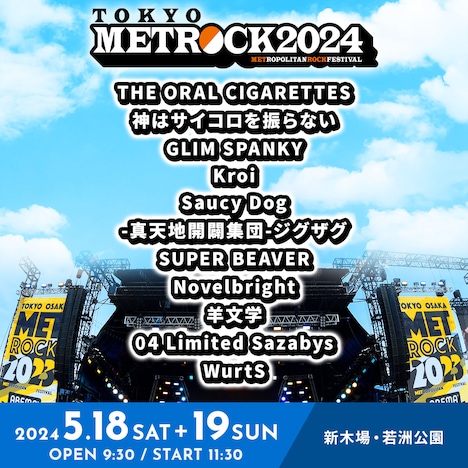 「TOKYO METROPOLITAN ROCK FESTIVAL 2024」出演アーティスト第1弾告知ビジュアル