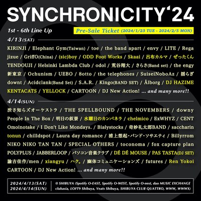 「SYNCHRONICITY'24」第6弾出演アーティスト