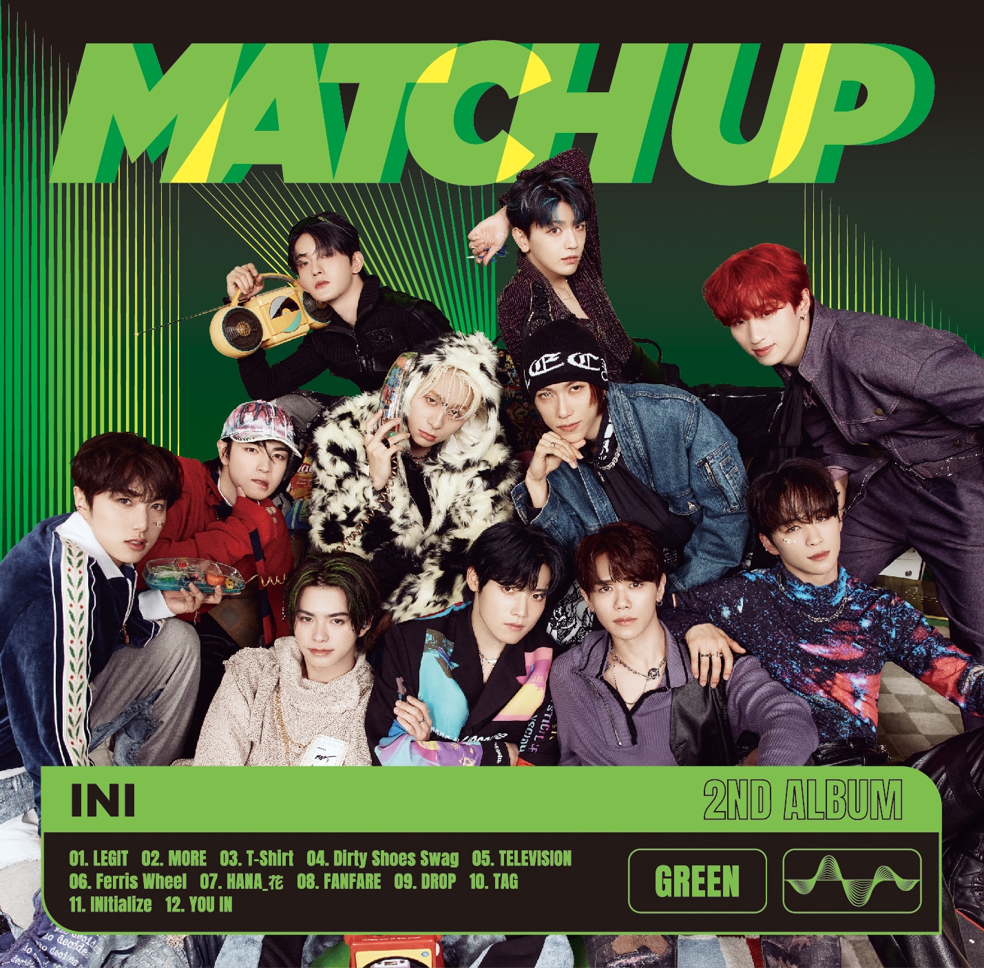 INI「MATCH UP」グリーンバージョン(c)LAPONE Entertainment