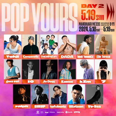 「POP YOURS 2024」5月19日出演者