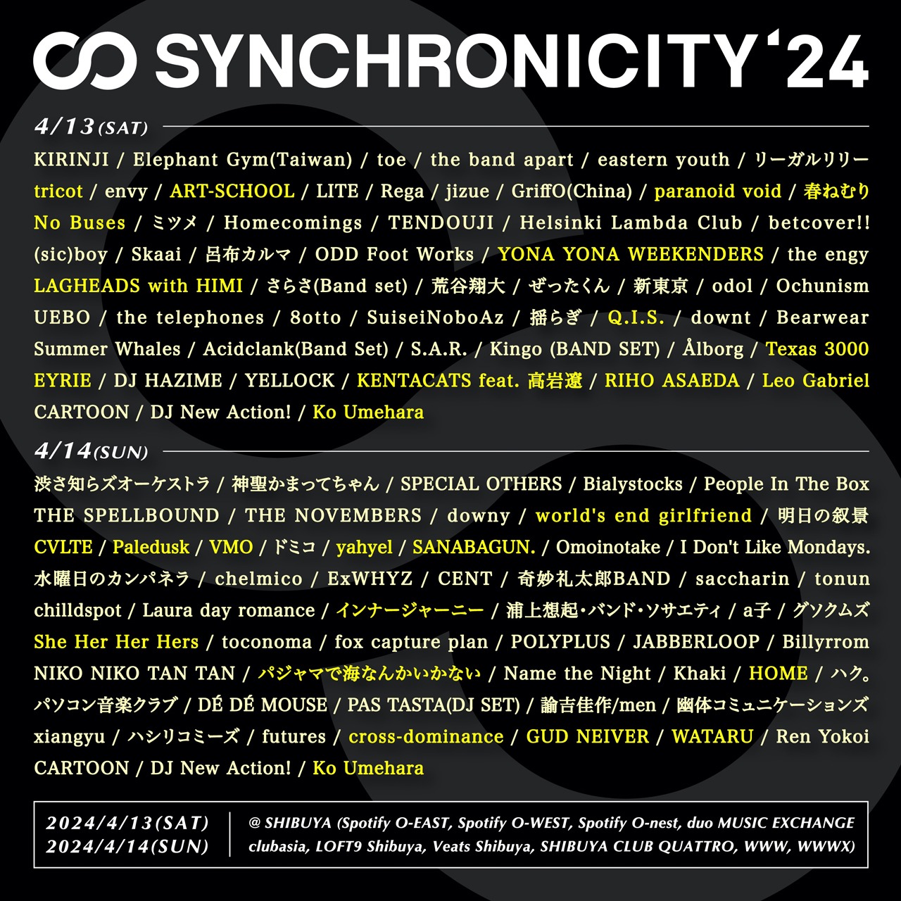 「SYNCHRONICITY'24」出演者一覧