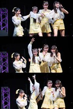 ビリビリペンで悶絶する日比野芽奈（左から2番目）。