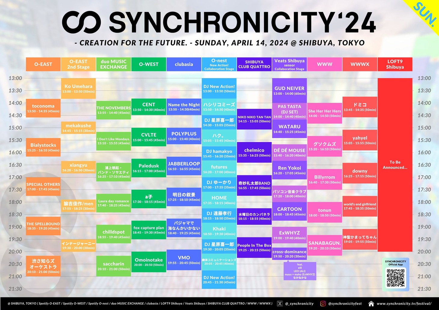 「SYNCHRONICITY'24」2日目タイムテーブル