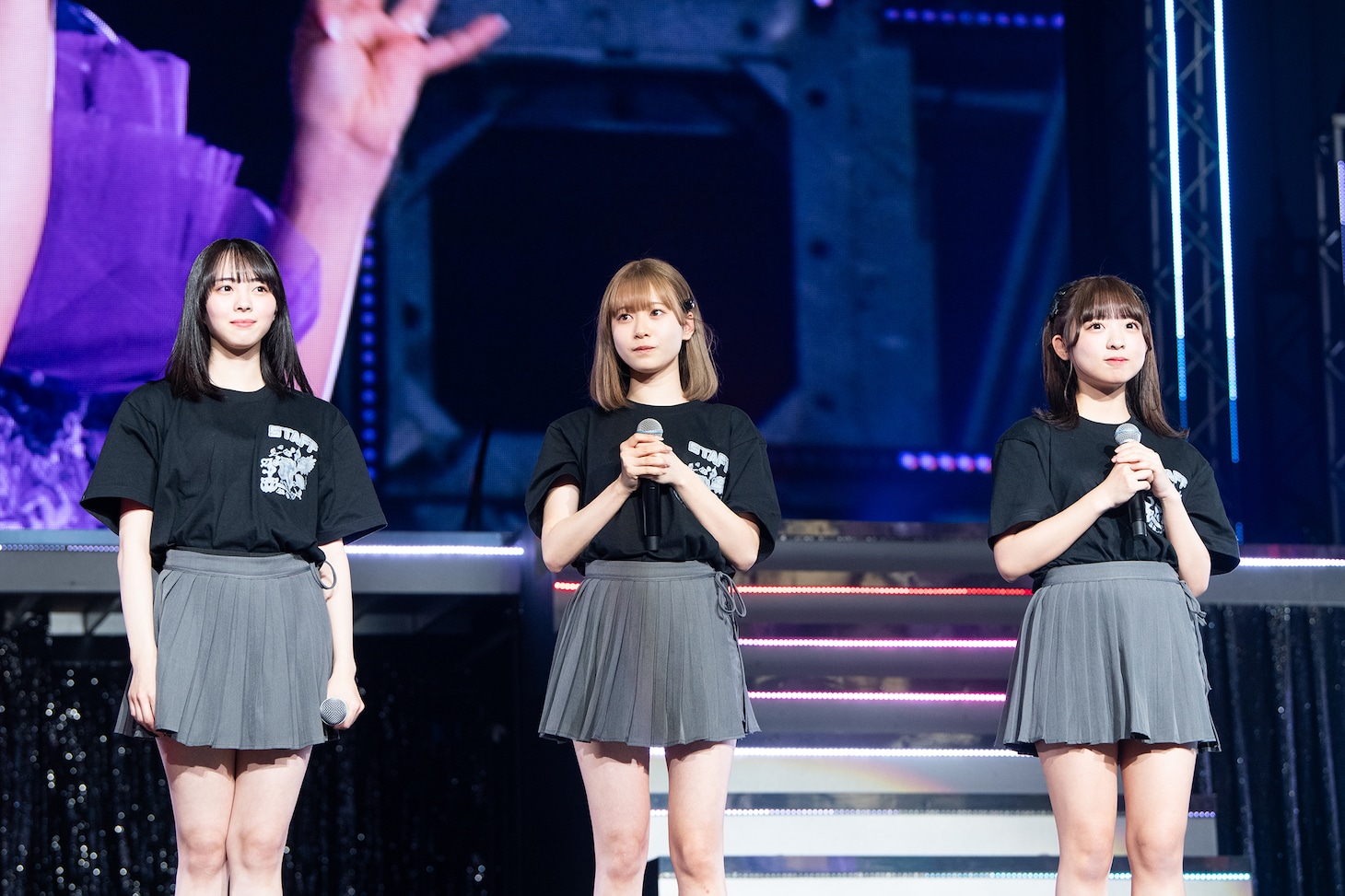 #ババババンビに加入する新メンバーの神南りな、千星真穂、一ノ瀬こひな（左から）。