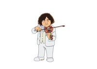 「ドラえもん」より葉加瀬太郎をイメージしたキャラクター・ひかせ太郎。(c)藤子プロ・小学館・テレビ朝日・シンエイ・ADK 2024