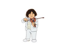 「ドラえもん」より葉加瀬太郎をイメージしたキャラクター・ひかせ太郎。(c)藤子プロ・小学館・テレビ朝日・シンエイ・ADK 2024