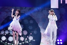 「てもでもの涙」を歌う柏木由紀と宮澤佐江。(c)AKB48