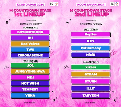 「KCON JAPAN 2024」M COUNTDOWN STAGEの出演者一覧。(c)CJ ENM Co., Ltd, All Rights Reserved