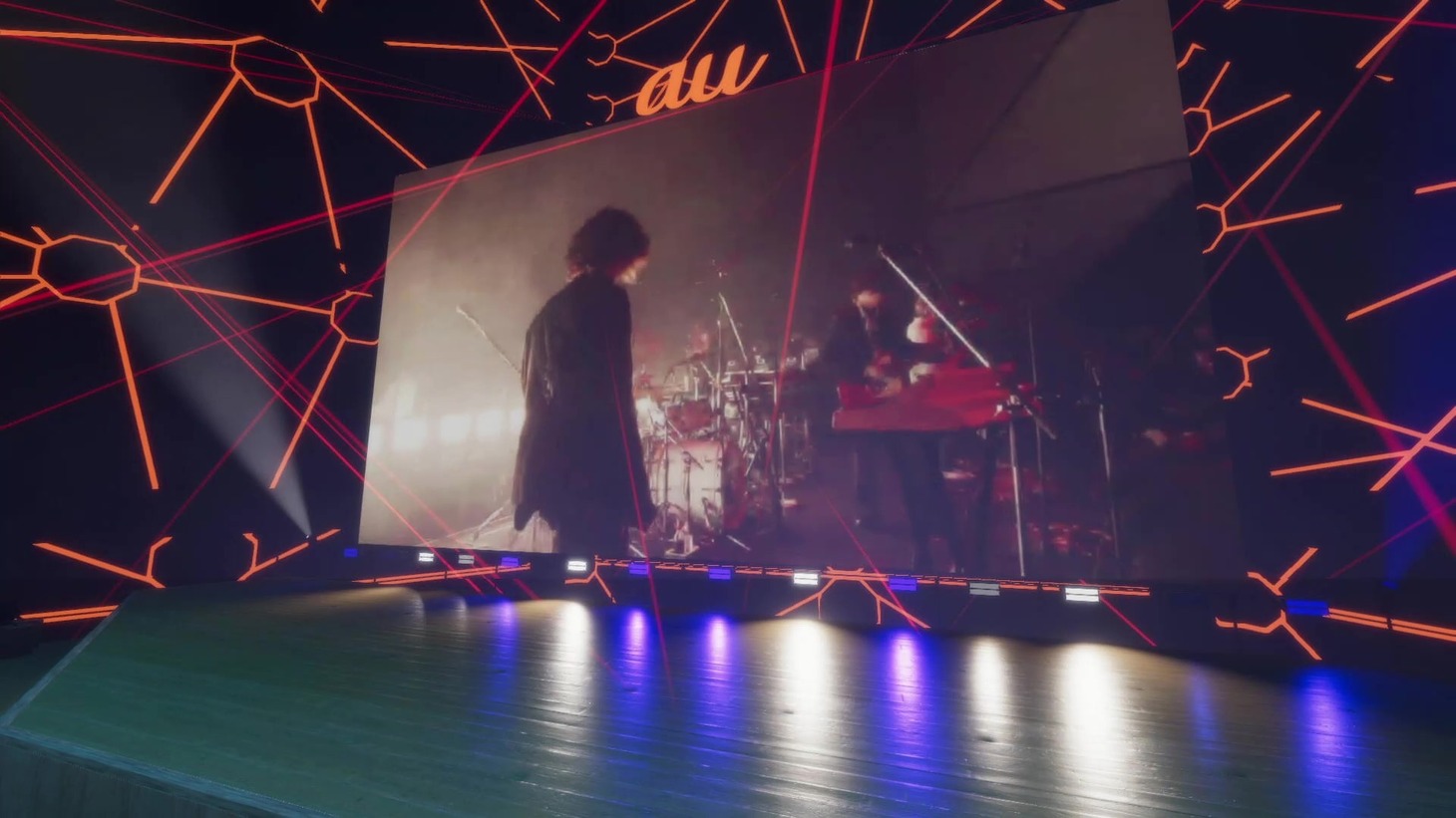 「au デジタルツインライブ #0 [Alexandros] @TOKYO NODE HALL」デジタルツイン会場の様子。