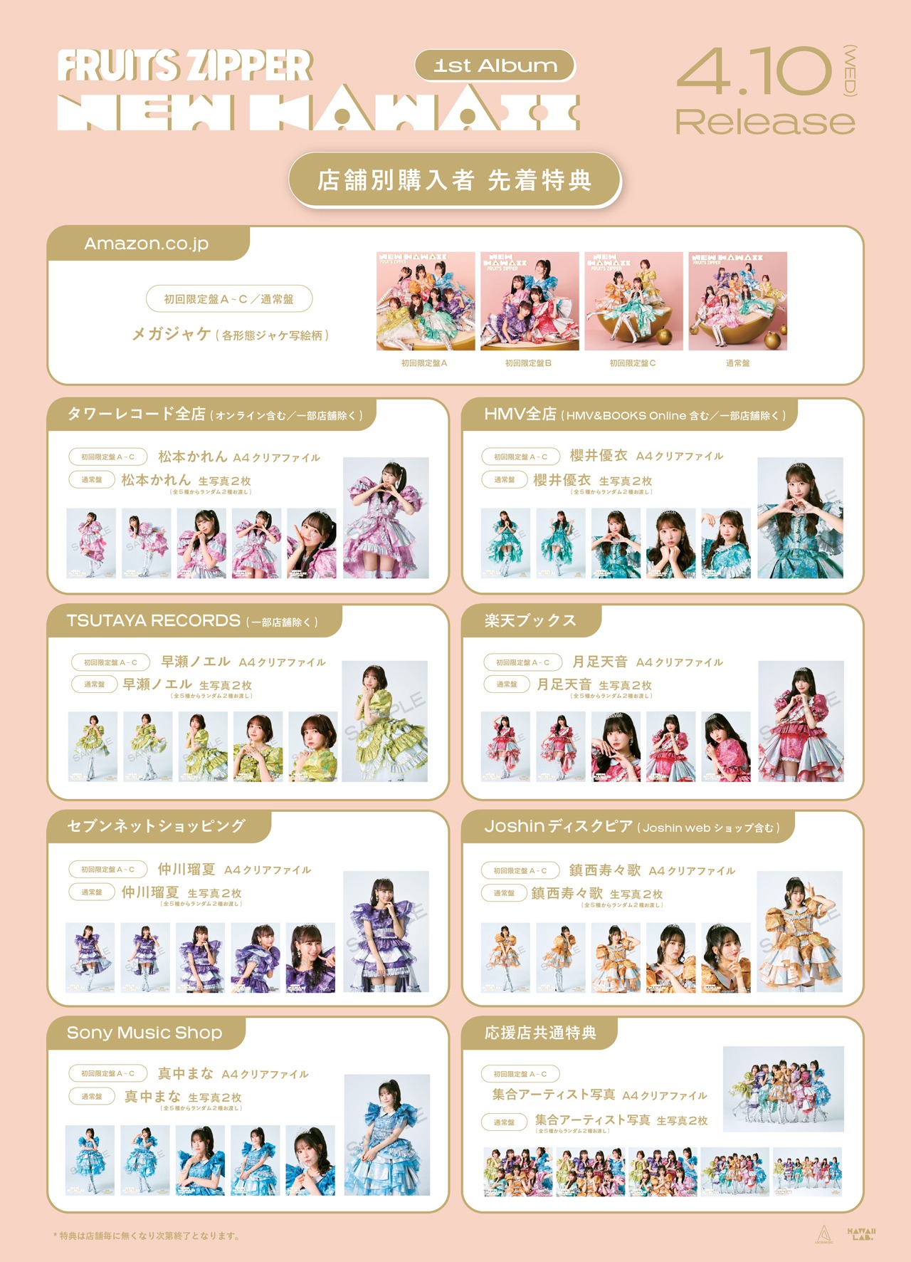 FRUITS ZIPPER「NEW KAWAII」特典一覧