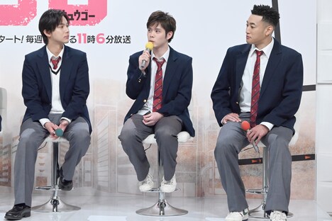 左から中川大志、細田佳央太、関口メンディー（EXILE、GENERATIONS）。