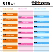 「TOKYO METROPOLITAN ROCK FESTIVAL 2024」5月18日公演のタイムテーブル。
