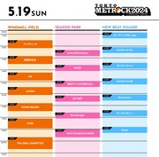 「TOKYO METROPOLITAN ROCK FESTIVAL 2024」5月19日公演のタイムテーブル。
