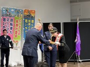 交通安全教室に参加した坂井仁香。