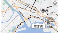LaLa arena TOKYO-BAY周辺広域図。