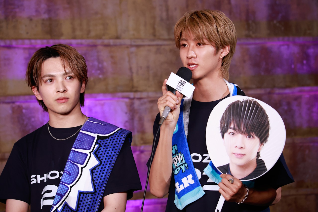 M!LKの吉田仁人と曽野舜太。（撮影：小坂茂雄） - TBS「スポ男