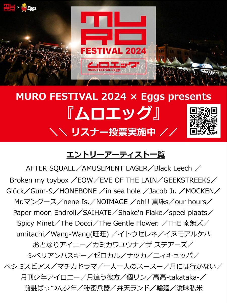 「ムロエッグ」エントリーアーティスト一覧