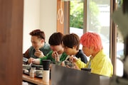 左から満島真之介、大橋和也(なにわ男子)、藤原丈一郎(なにわ男子)、兼近大樹(EXIT)。(c)日本テレビ