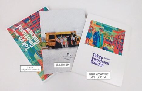 BIGMAMA「Tokyo Emotional Gakuen 追加履修 EP」スリーブケースの収納イメージ。