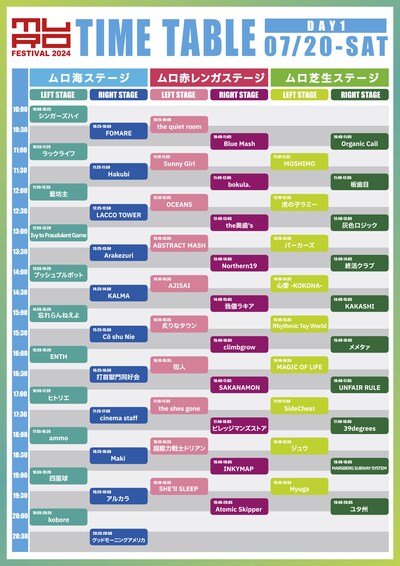 「MURO FESTIVAL 2024」DAY1タイムテーブル