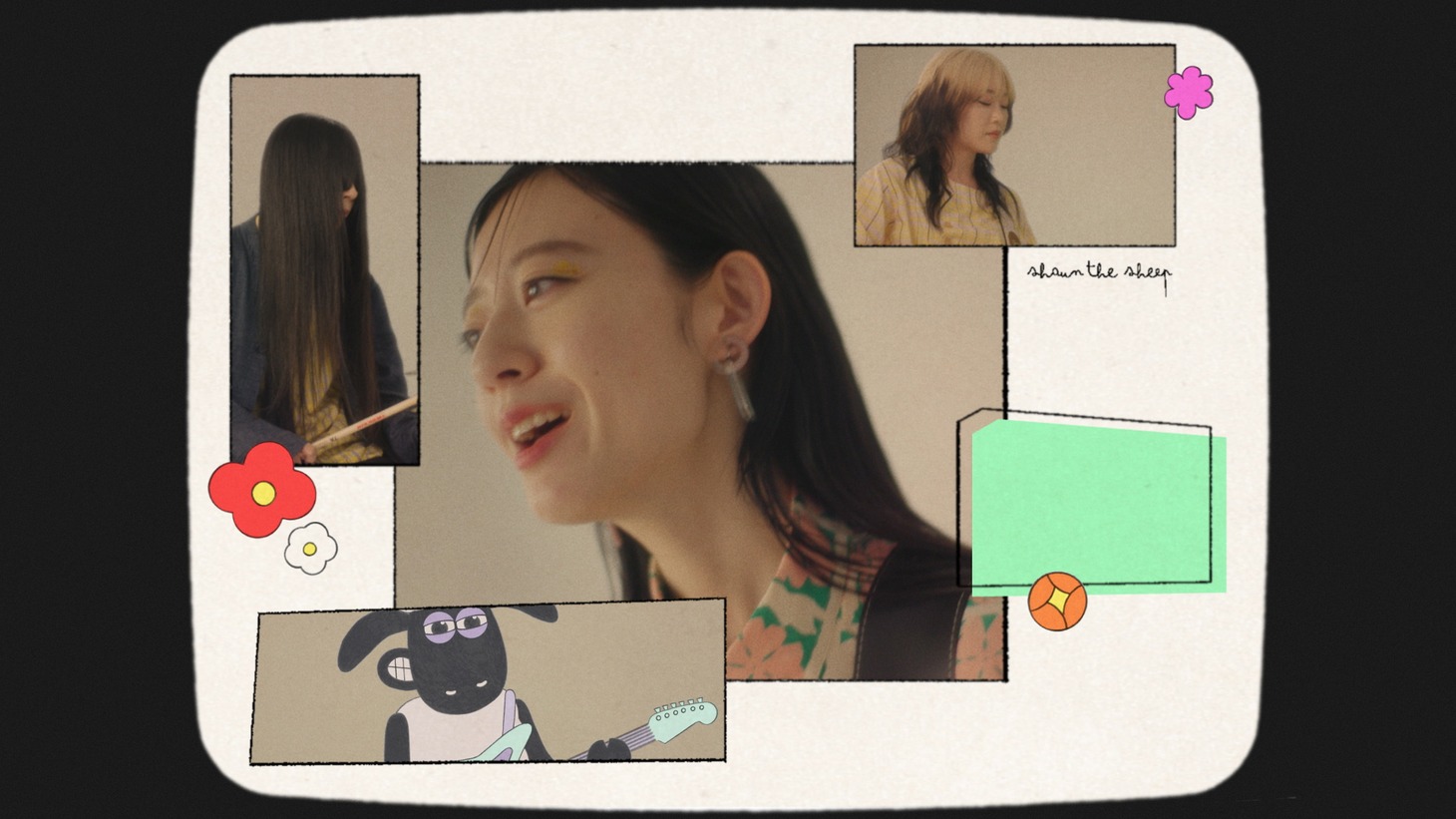 羊文学「ひつじのショーン（Life's a Treat）［English Cover］」MVより。(c)SHAUN THE SHEEP AND SHAUN'S IMAGE ARE ™ AARDMAN ANIMATIONS LTD. 2024