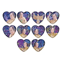 「ハート型ホログラム缶バッジコレクション」