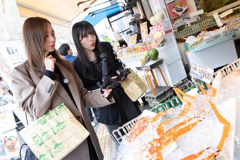 ゴールデンキングクラブを見つめる梅澤美波と久保史緒里。