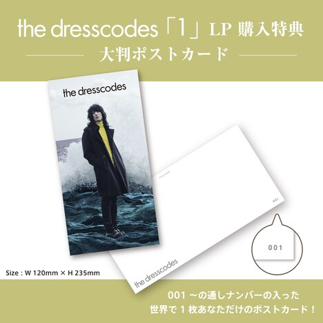 ドレスコーズ「1」LP 10th Anniversary Reissue盤の特典ポストカード。