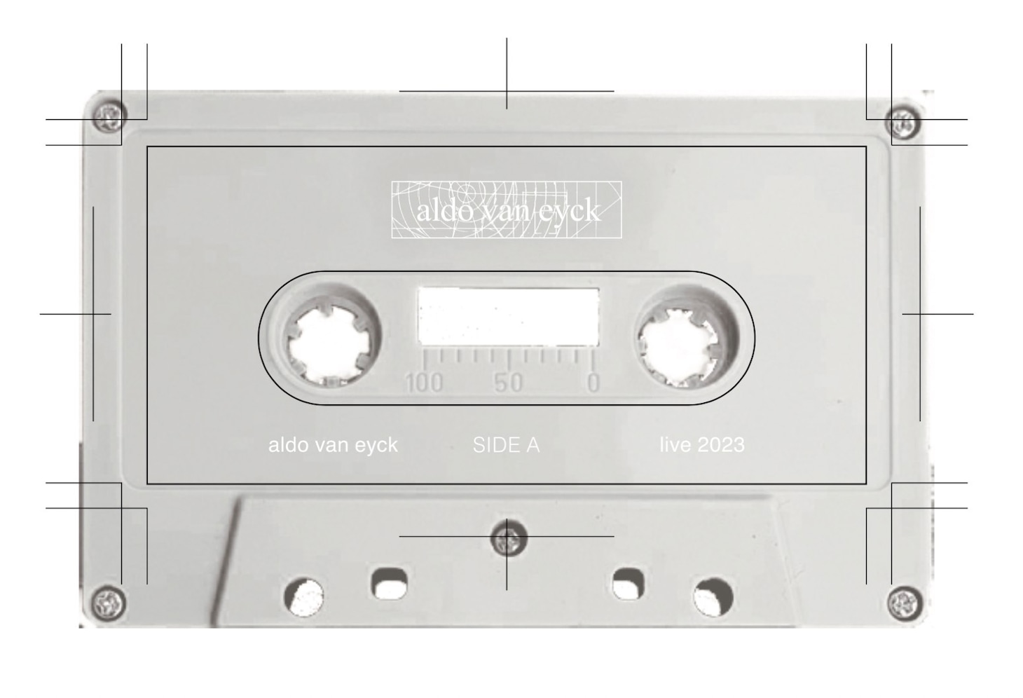 aldo van eyck「live 2023」カセットテープのデザイン。
